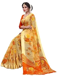 Elegant Beige Cotton Linen Printed Saree With Blouse Piece For Women Pack Of 1-thumb1