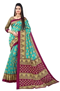 Beautiful Multicoloured Art Silk Printed Saree With Blouse Piece For Women Pack Of 2-thumb1