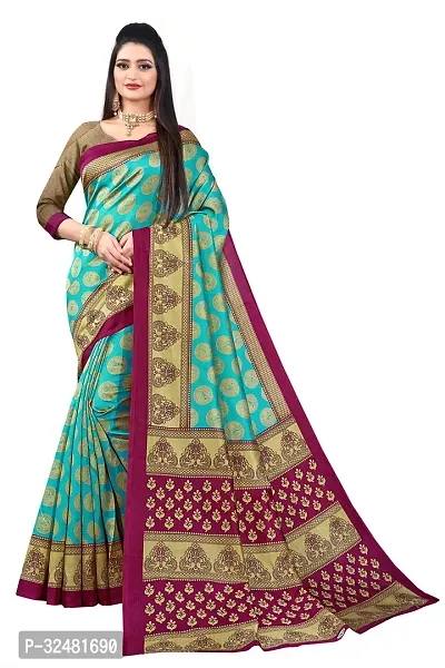 Beautiful Multicoloured Art Silk Printed Saree With Blouse Piece For Women Pack Of 2-thumb2