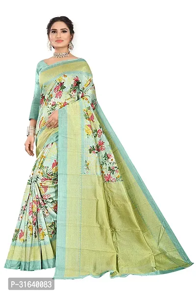 Elegant Green Art Silk Saree without Blouse piece For Women-thumb0