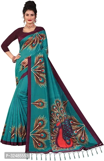 Elegant Art Silk Printed Saree with Blouse piece For Women-thumb0