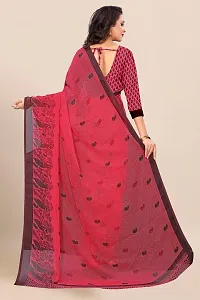 Beautiful Maroon Georgette Printed Saree With Blouse Piece For Women-thumb1