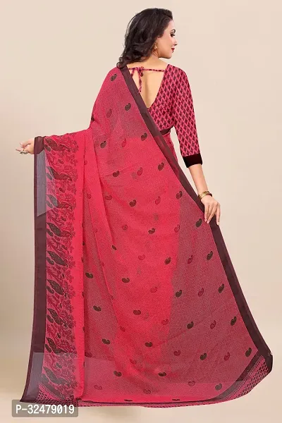 Beautiful Maroon Georgette Printed Saree With Blouse Piece For Women-thumb2