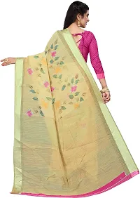 Elegant Beige Cotton Linen Printed Saree With Blouse Piece For Women Pack Of 1-thumb3