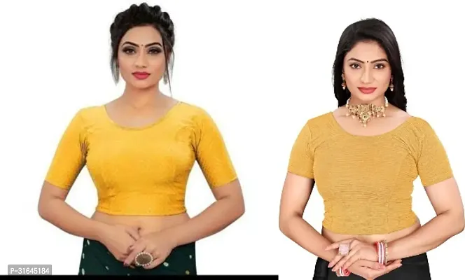 Reliable Yellow Lycra Blend Stitched Blouses For Women Pack Of 2-thumb0