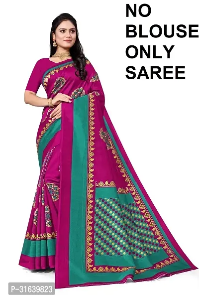 Elegant Pink Art Silk Saree without Blouse piece For Women