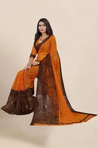 Stylish Orange Georgette Printed Saree with Blouse piece For Women-thumb4