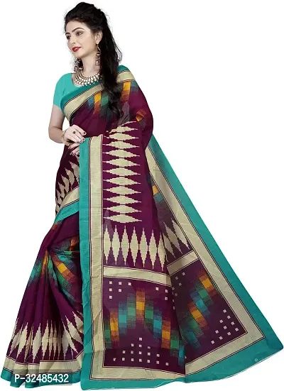 Elegant Cotton Blend Printed Saree with Blouse piece For Women-thumb2