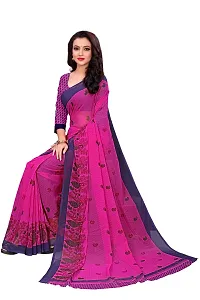 Elegant Georgette Printed Saree with Blouse piece For Women-thumb2