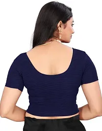 Reliable Navy Blue Lycra Blend Stitched Blouses For Women-thumb2