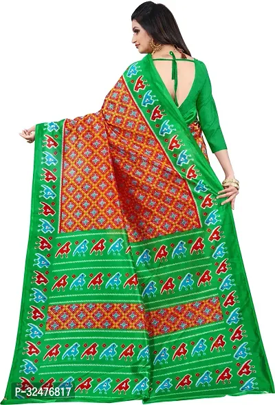 Beautiful Multicoloured Silk Blend Digital Print Saree With Blouse Piece For Women-thumb3