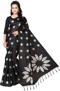 Beautiful Black Art Silk Printed Saree With Blouse Piece For Women-thumb4