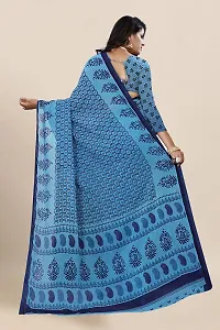 Beautiful Blue Georgette Printed Saree With Blouse Piece For Women-thumb1