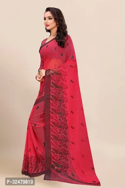 Beautiful Maroon Georgette Printed Saree With Blouse Piece For Women-thumb4