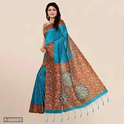 Elegant Blue Art Silk Saree with Blouse piece For Women-thumb2