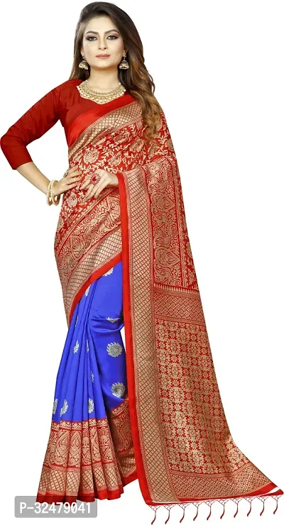 Beautiful Multicoloured Art Silk Printed Saree With Blouse Piece For Women