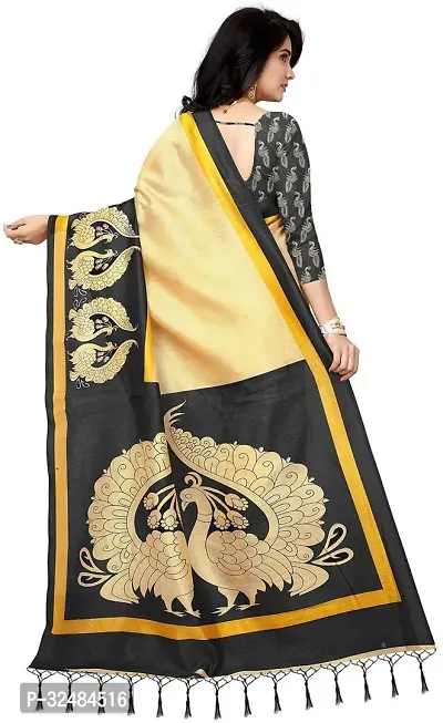 Elegant Cotton Blend Printed Saree with Blouse piece For Women-thumb2