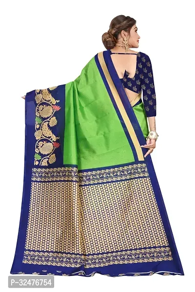 Beautiful Green Art Silk Printed Saree With Blouse Piece For Women-thumb2