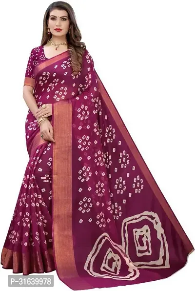 Elegant Purple Cotton Blend Saree without Blouse piece For Women-thumb0