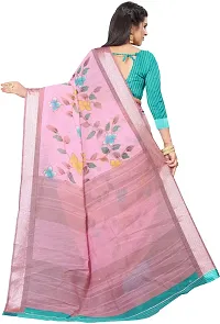 Elegant Pink Cotton Linen Printed Saree With Blouse Piece For Women Pack Of 1-thumb3