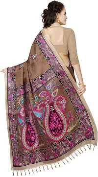 Elegant Brown Silk Blend Saree with Blouse piece For Women-thumb2