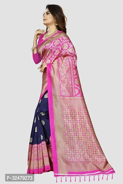 Beautiful Pink Art Silk Woven Design Saree With Blouse Piece For Women-thumb4