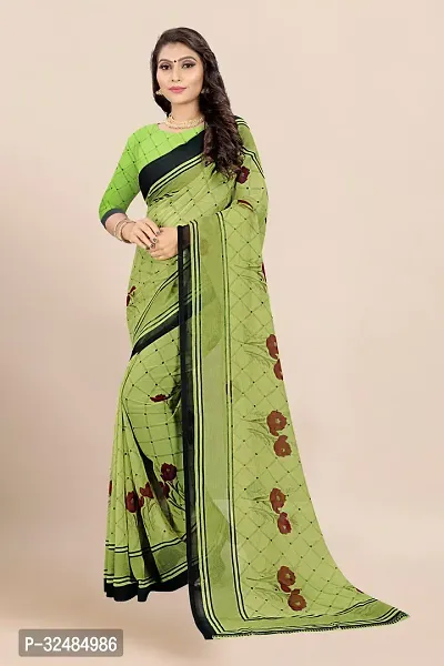 Elegant Georgette Printed Saree with Blouse piece For Women-thumb0