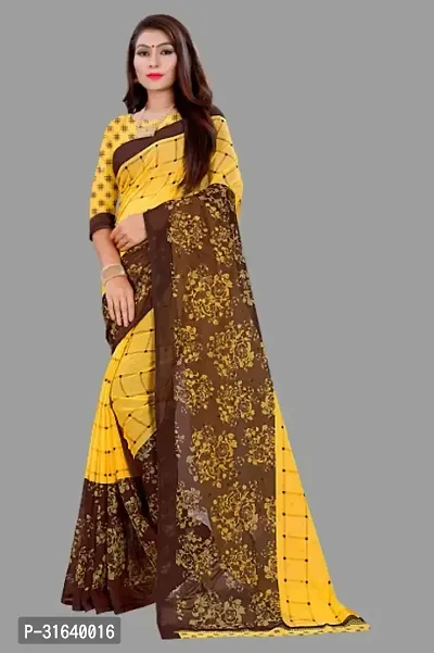 Elegant Yellow Art Silk Saree without Blouse piece For Women-thumb0