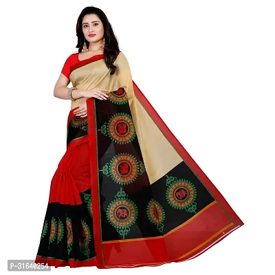 Elegant Red Art Silk Saree without Blouse piece For Women-thumb0