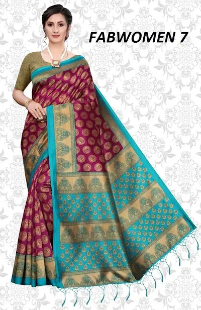 Attractive Art Silk Saree with Blouse piece 