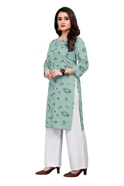 Stylish Crepe Printed Straight Kurtis