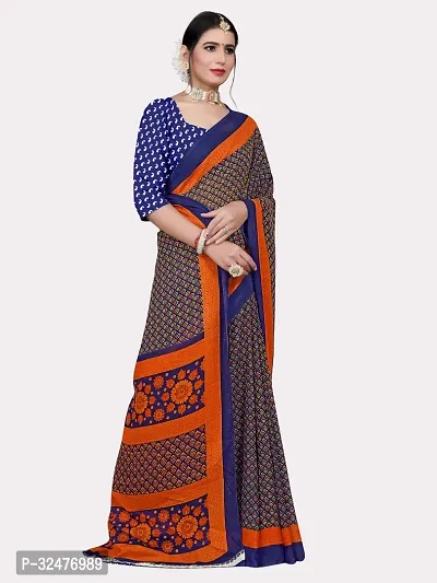 Beautiful Multicoloured Georgette Printed Saree With Blouse Piece For Women-thumb3