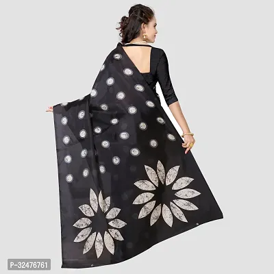 Beautiful Black Art Silk Printed Saree With Blouse Piece For Women-thumb2