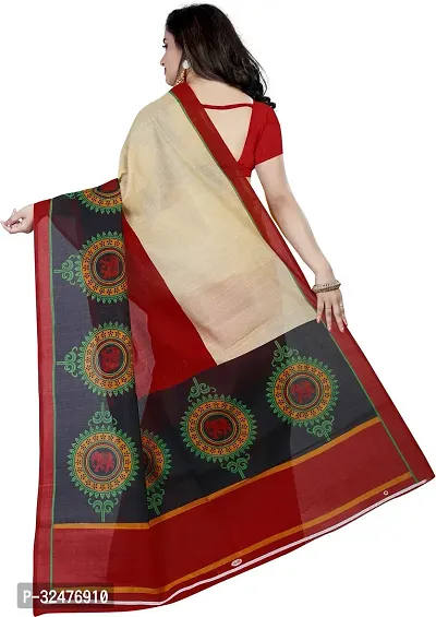 Beautiful Multicoloured Cotton Blend Printed Saree With Blouse Piece For Women-thumb3