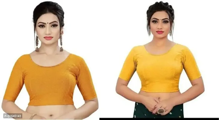 Reliable Yellow Lycra Blend Stitched Blouses For Women Pack Of 2