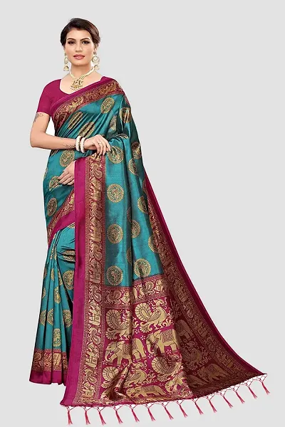 Elegant Art Silk Jacquard Women Saree with Blouse piece