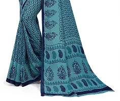 Stylish Blue Georgette Printed Saree with Blouse piece For Women-thumb3