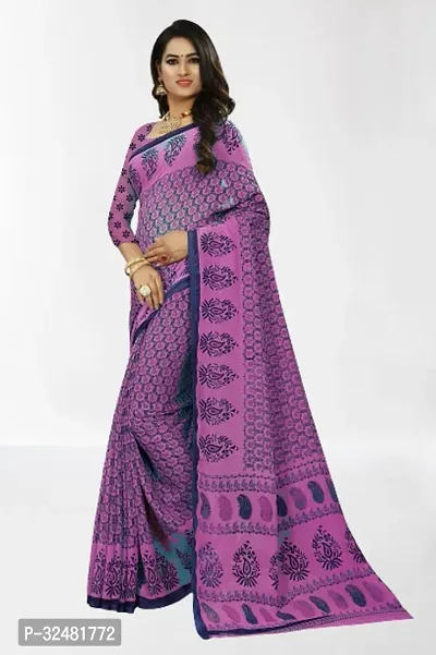 Elegant Purple Georgette Saree with Blouse piece For Women-thumb0