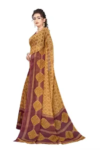 Stylish Yellow Georgette Printed Saree with Blouse piece For Women-thumb3