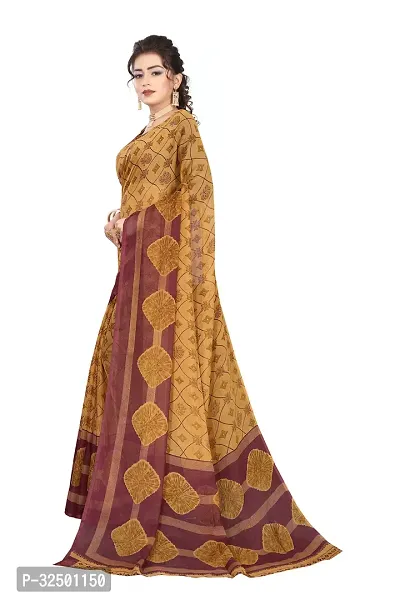 Stylish Yellow Georgette Printed Saree with Blouse piece For Women-thumb4