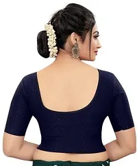 Reliable Navy Blue Lycra Blend Stitched Blouses For Women-thumb2