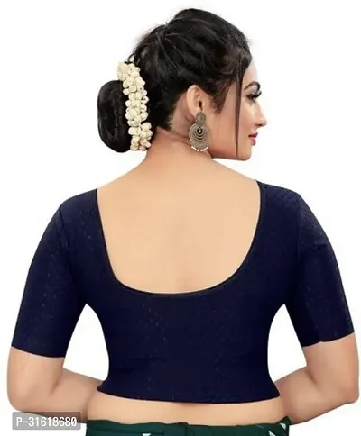 Reliable Navy Blue Lycra Blend Stitched Blouses For Women-thumb3