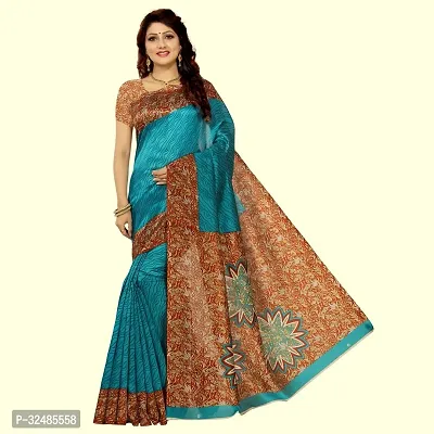 Elegant Art Silk Printed Saree with Blouse piece For Women-thumb0