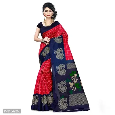 Elegant Red Art Silk Saree without Blouse piece For Women-thumb0