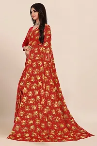 Stylish Red Georgette Printed Saree with Blouse piece For Women-thumb3