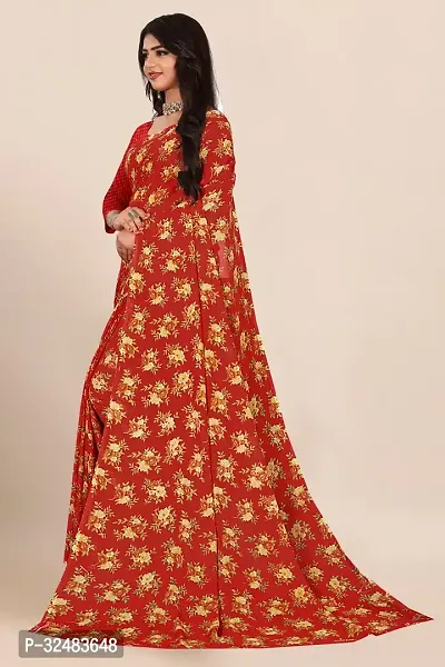 Stylish Red Georgette Printed Saree with Blouse piece For Women-thumb4