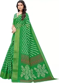 Beautiful Green Cotton Silk Striped Saree With Blouse Piece For Women-thumb3