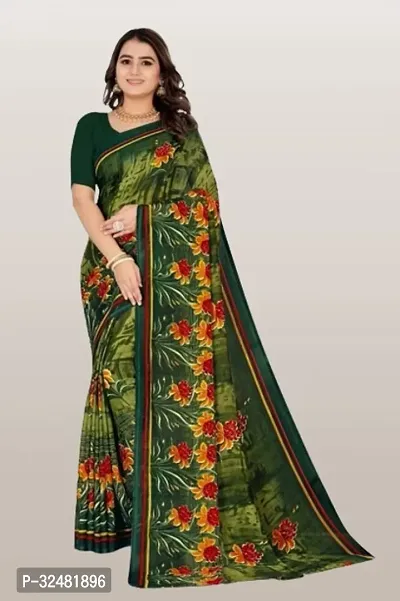 Elegant Multicoloured Georgette Saree with Blouse piece For Women-thumb0