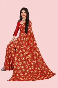 Stylish Red Georgette Printed Saree with Blouse piece For Women-thumb4