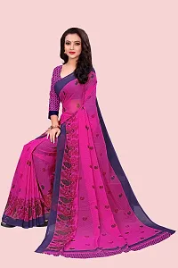 Stylish Pink Georgette Printed Saree with Blouse piece For Women-thumb4